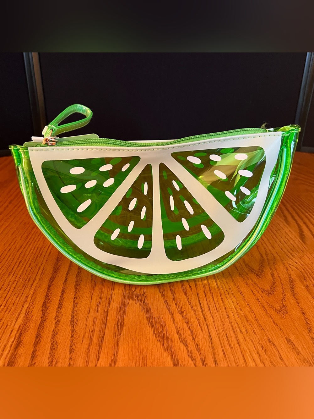 Dwell Studio Green Citrus Lime Slice Clear Wristlet Clutch